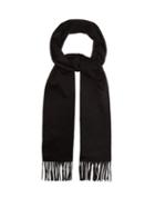 Matchesfashion.com Alexander Mcqueen - Logo Embroidered Fringed Cashmere Scarf - Mens - Black