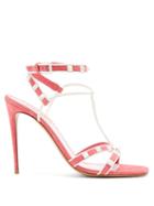 Matchesfashion.com Valentino - Free Rockstud Suede Sandals - Womens - Pink White