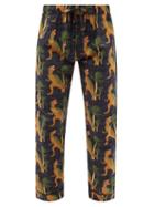 Desmond & Dempsey - X Nhm Dinosaur-print Cotton Pyjama Trousers - Mens - Navy Print