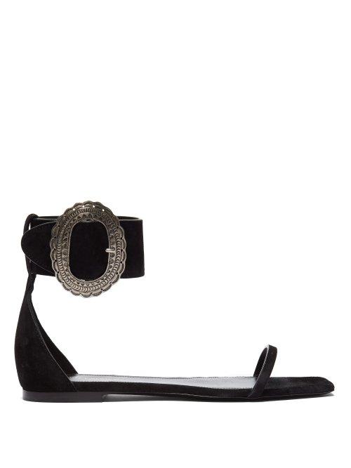 Matchesfashion.com Saint Laurent - Joplin Suede Sandals - Womens - Black