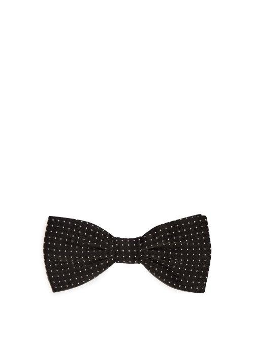 Matchesfashion.com Dolce & Gabbana - Pin Dot Silk Faille Bow Tie - Mens - Black Multi