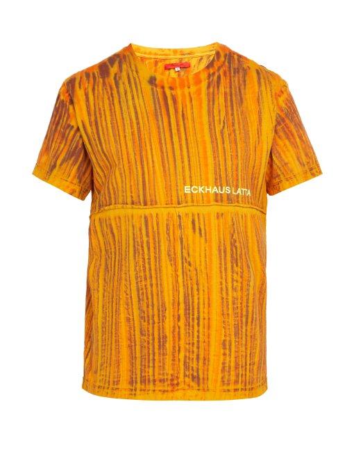 Matchesfashion.com Eckhaus Latta - Lapped Hand Dyed Cotton T Shirt - Mens - Orange