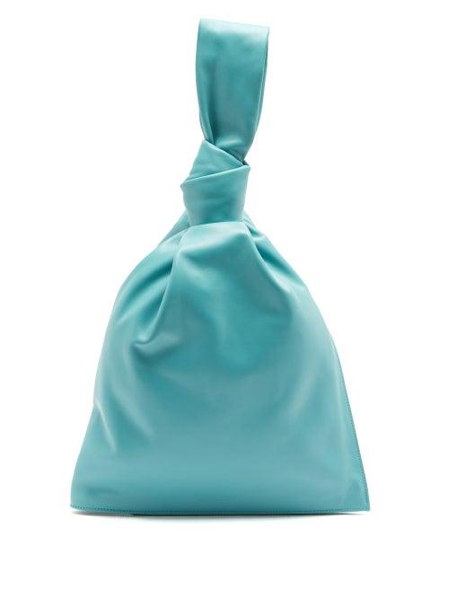 Matchesfashion.com Bottega Veneta - Bv Twist Knotted Leather Clutch - Womens - Light Blue