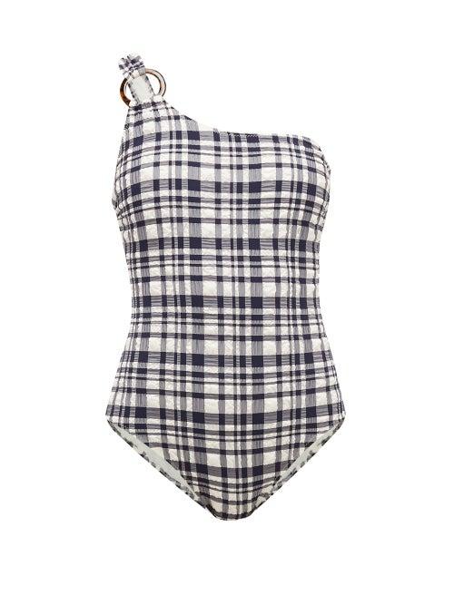 Matchesfashion.com Solid & Striped - The Juliana Gingham Seersucker Swimsuit - Womens - Black White