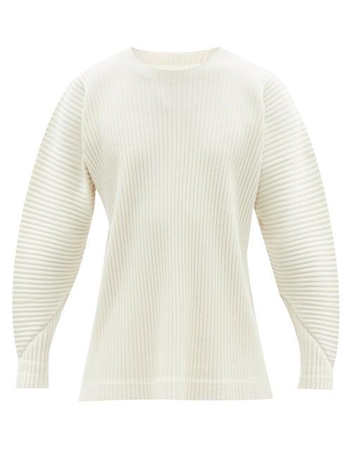 Homme Pliss Issey Miyake - Technical-pleated Long-sleeved T-shirt - Mens - Ivory