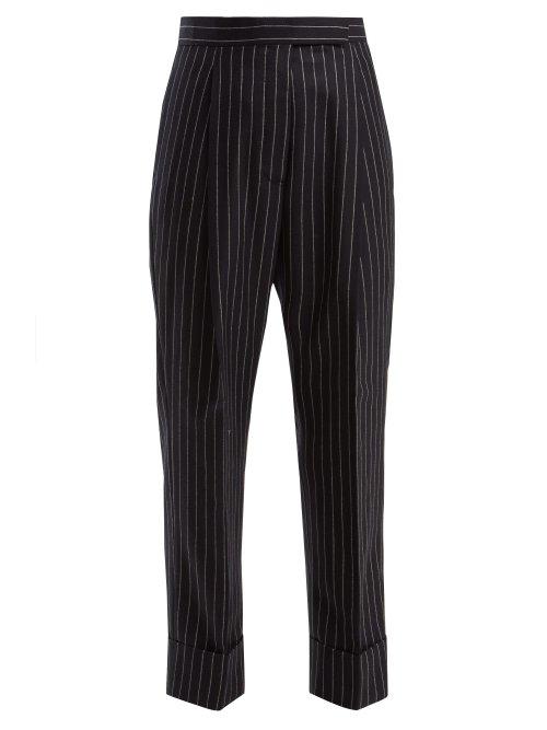 Matchesfashion.com Thom Browne - Pinstripe Wool Twill Trousers - Womens - Navy White
