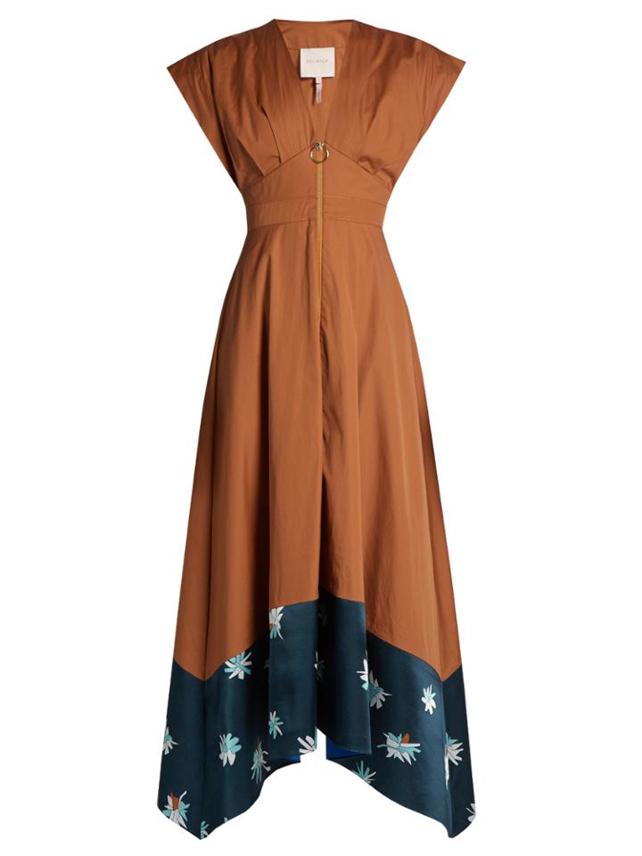 Roksanda Mituva Deep V-neck Butterfly-hem Poplin Dress