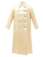 Khaite - Luma Padded Hammered-satin Coat - Womens - Beige