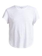 Matchesfashion.com Frame - Curved Hem Linen Jersey T Shirt - Womens - White