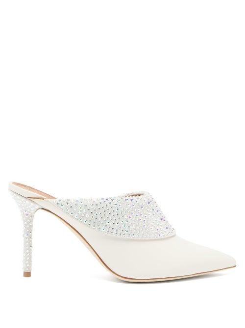 Matchesfashion.com Malone Souliers - Tilly Crystal Embellished Leather Mules - Womens - White