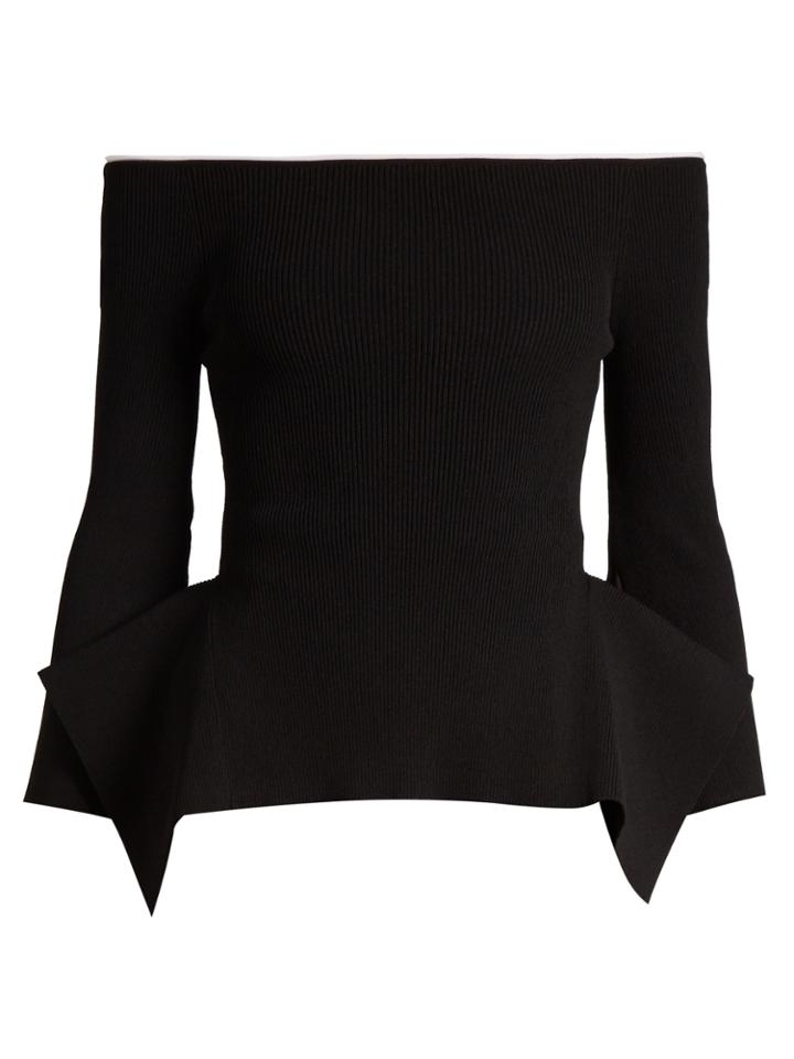 Roland Mouret Cartwright Off-the-shoulder Ribbed-crepe Top