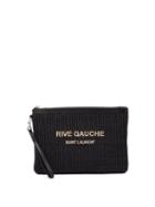 Matchesfashion.com Saint Laurent - Rive Gauche Raffia Pouch - Womens - Black