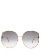 Gucci Web-striped Round-frame Sunglasses