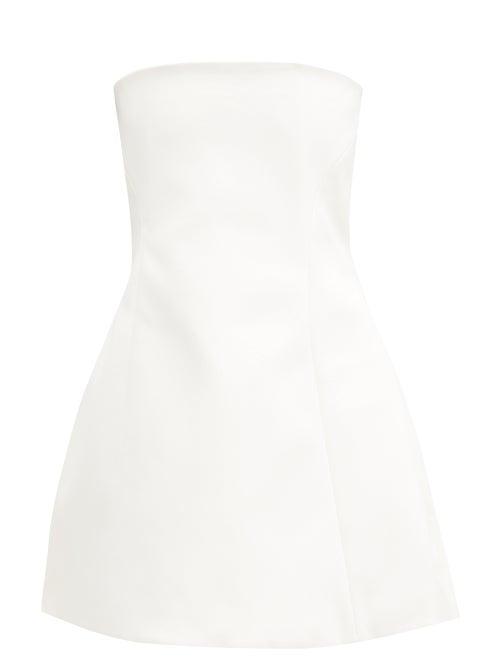 Matchesfashion.com Khaite - Ginger Strapless Faille Mini Dress - Womens - Ivory