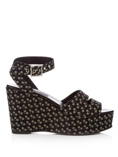 Newbark Maggie Daisy-print Wedge Sandals