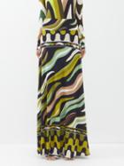 Pucci - Abstract-print Jersey Maxi Skirt - Womens - Green Multi