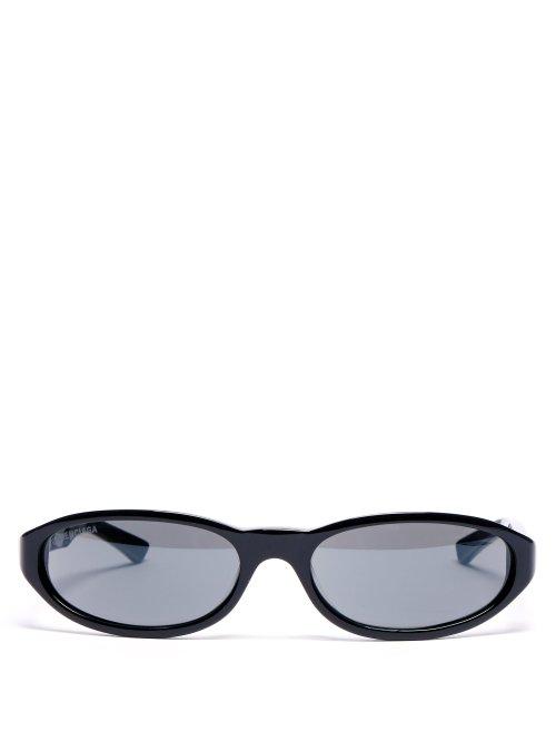 Matchesfashion.com Balenciaga - Mirrored Oval Frame Acetate Sunglasses - Womens - Black