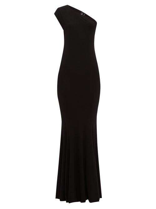 Matchesfashion.com Norma Kamali - One Shoulder Stretch Jersey Maxi Dress - Womens - Black