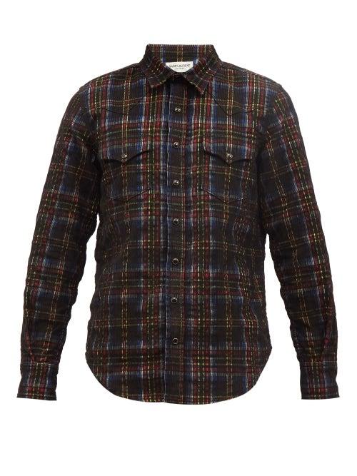 Saint Laurent - Plaid Cotton-blend Corduroy Shirt - Mens - Multi