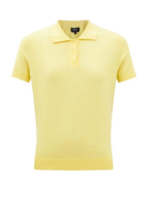 A.p.c. - Mathi Cotton-blend Polo Shirt - Womens - Yellow