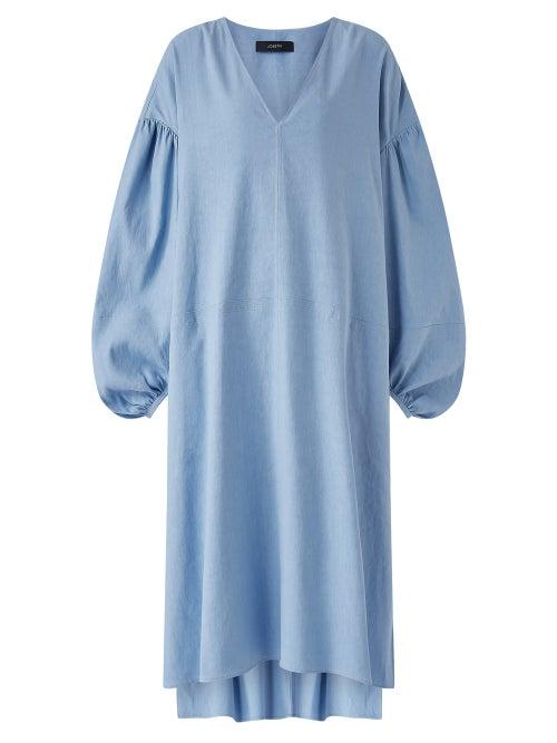 Ladies Rtw Joseph - Duna Balloon-sleeve Twill Dress - Womens - Light Blue