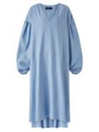 Ladies Rtw Joseph - Duna Balloon-sleeve Twill Dress - Womens - Light Blue