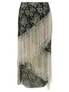 Matchesfashion.com Romance Was Born - Stardust Beaded Fringe Metallic Lace Skirt - Womens - Green Multi