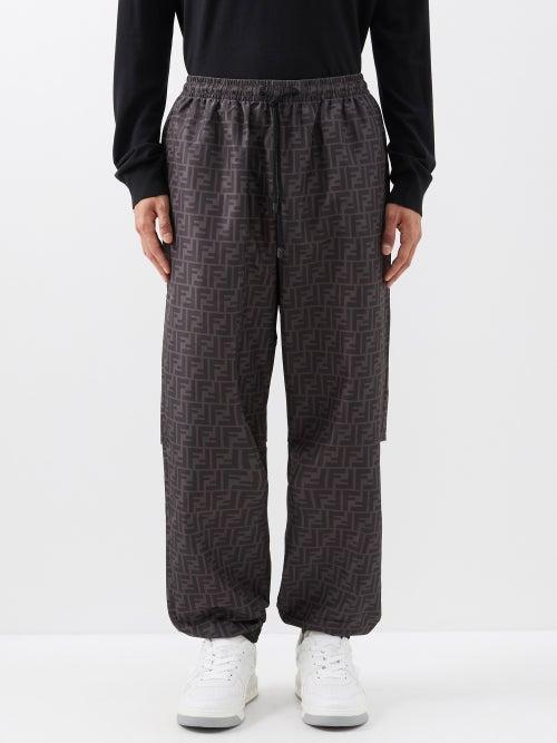Fendi - Ff-jacquard Shell Track Pants - Mens - Black Grey