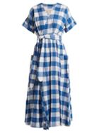Matchesfashion.com Mara Hoffman - Ingrid Gingham Crinkled Cotton Wrap Dress - Womens - Blue White