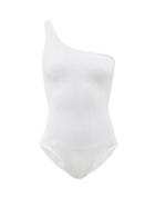 Hunza G - Nancy One-shoulder Ribbed Swimsuit - Womens - White