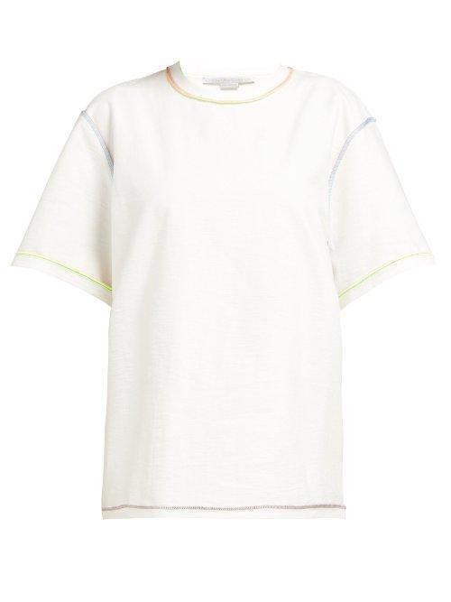 Matchesfashion.com Stella Mccartney - Rainbow Stitch Cotton T Shirt - Womens - White