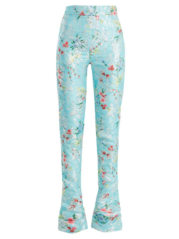 Halpern Floral-jacquard High-rise Skinny Trousers