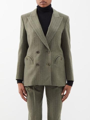 Blaz Milano - Ferien Pinstriped Wool-blend Blazer - Womens - Light Khaki