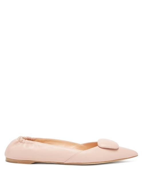 Matchesfashion.com Rupert Sanderson - Calin Point-toe Leather Flats - Womens - Light Pink