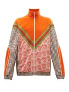 Matchesfashion.com Gucci - Houndstooth Cat Print Cotton Blend Track Jacket - Mens - Orange Multi