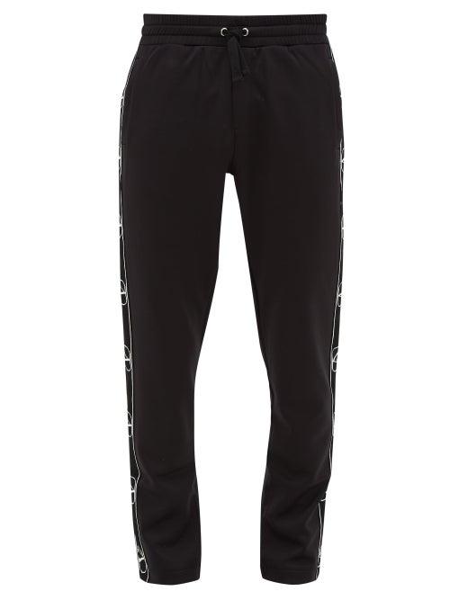 Matchesfashion.com Valentino - V-logo Jacquard-stripe Jersey Track Pants - Mens - Black