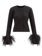 16arlington - Oka Feather-trim Wool-mlange Jacket - Womens - Black