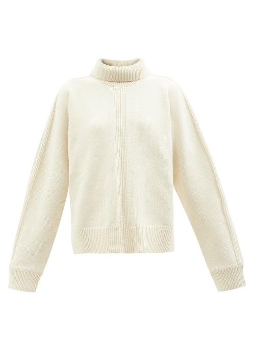 Jil Sander - Slit-back Roll-neck Wool-blend Sweater - Womens - Cream