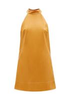 Staud - Sicily Faux-leather Halterneck Dress - Womens - Brown