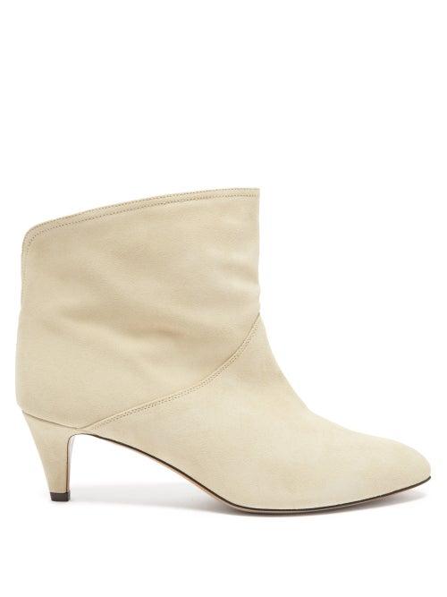 Isabel Marant - Defya Suede Ankle Boots - Womens - Light Beige