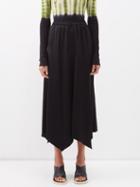 Nanushka - Finja Handkerchief-hem Satin Midi Skirt - Womens - Black