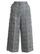 Erdem Beth Checked Frayed-edged Cropped Trousers