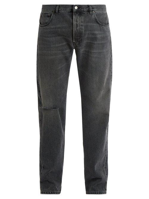 Matchesfashion.com Balenciaga - Archetypes Distressed Straight Leg Jeans - Mens - Grey