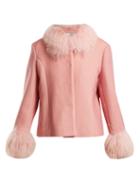 Matchesfashion.com Saks Potts - Dorthe Fur Trimmed Wool Jacket - Womens - Pink