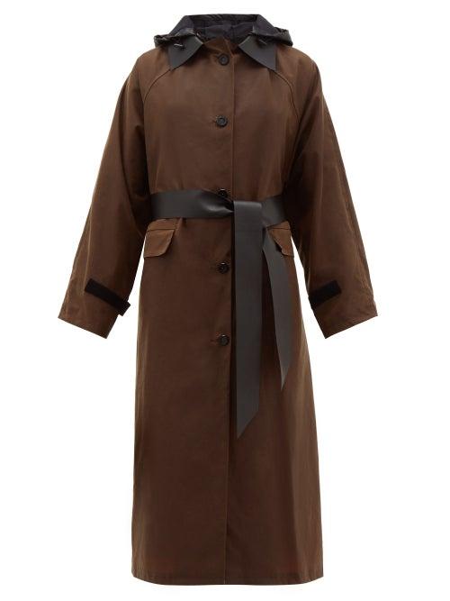 Matchesfashion.com Kassl Editions - Hooded Single Breasted Waxed Cotton Coat - Womens - Brown Multi