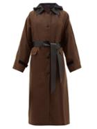 Matchesfashion.com Kassl Editions - Hooded Single Breasted Waxed Cotton Coat - Womens - Brown Multi