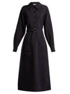 Matchesfashion.com Tibi - Belted Twill Midi Dress - Womens - Navy