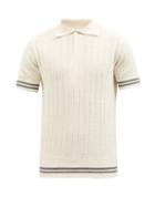 Brunello Cucinelli - Striped Ribbed Linen-blend Polo Shirt - Mens - Cream Multi