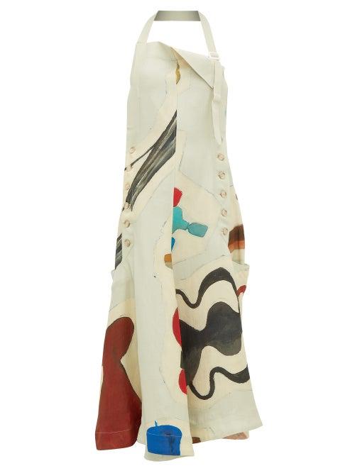 Matchesfashion.com Jacquemus - Halterneck Abstract Print Dress - Womens - Ivory Multi