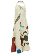 Matchesfashion.com Jacquemus - Halterneck Abstract Print Dress - Womens - Ivory Multi